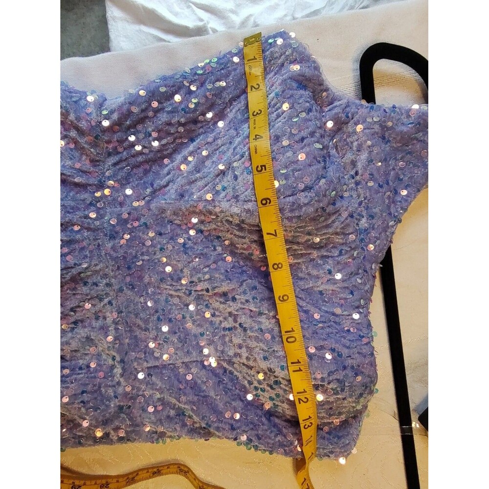 Sequin One-Shoulder Lavender Party Dress - Picture 8 of 10